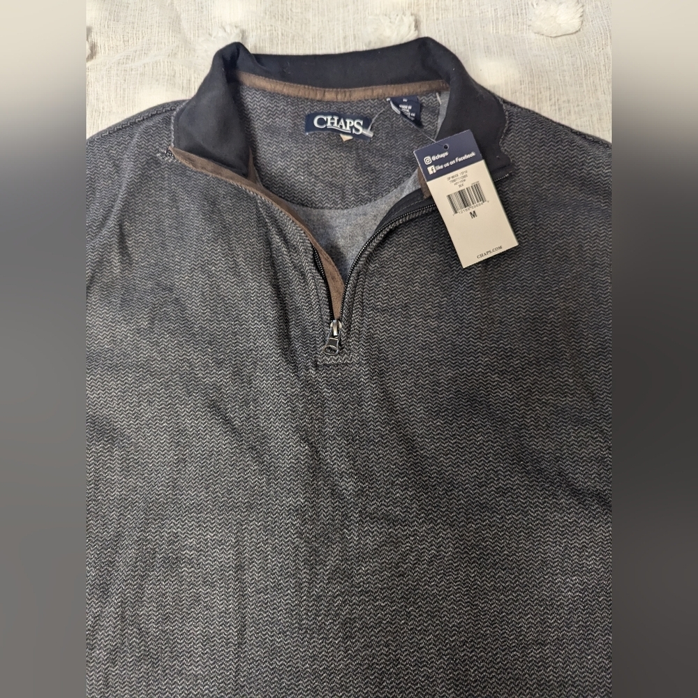 Chaps Men's Quarter Zip Mock Neck Sweater Size M NWT MSRP $50